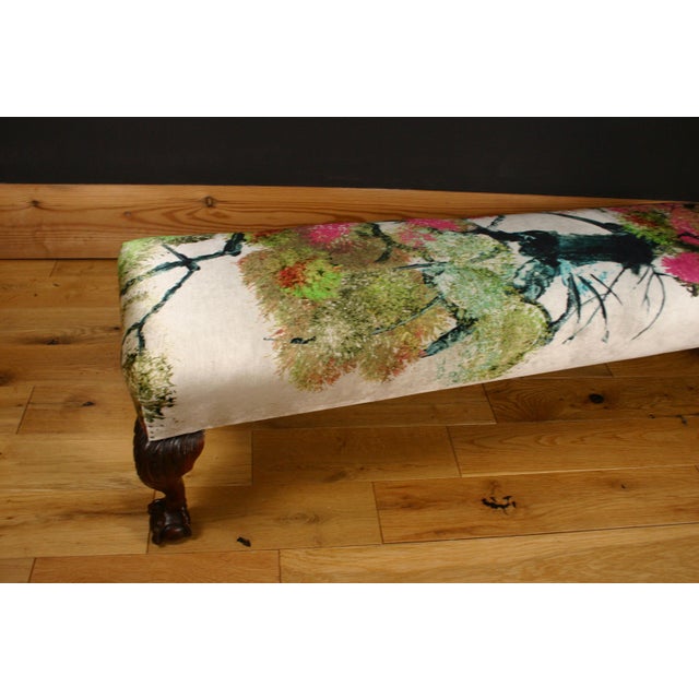Antique Late Victorian Claw Ottoman in Timorous Beasties Pinyin Tree Velvet from Maple & Co, 1900s For Sale - Image 6 of 16
