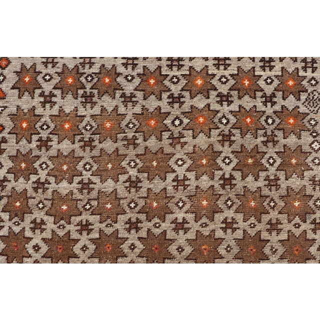 Gray Antique Baluch Tribal Rug With Allover Geometric Diamond Design on a Grey Ground 4'4 X 8'1 For Sale - Image 8 of 11