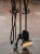 Vintage French Gothic Wrought Iron Five-Piece Fireplace Tool Set on Stand For Sale - Image 4 of 10
