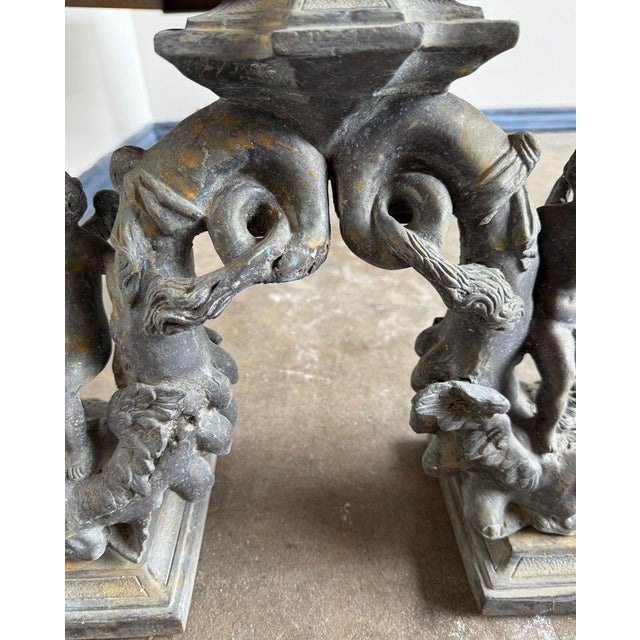 Stone French Bronze Figural Coffee Table With Travertine Top For Sale - Image 7 of 10