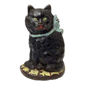 Early 20th Century Cast Iron Black Cat Doorstop