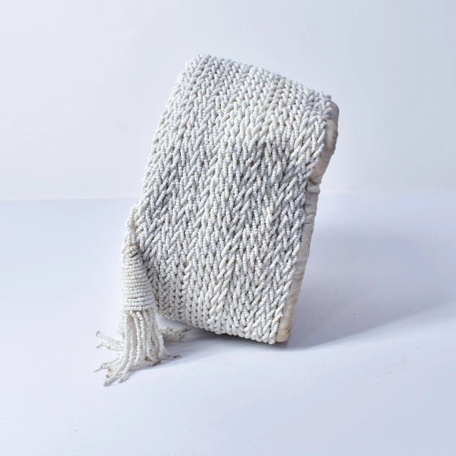 Vintage African White Beaded Hat Nigeria For Sale - Image 10 of 13