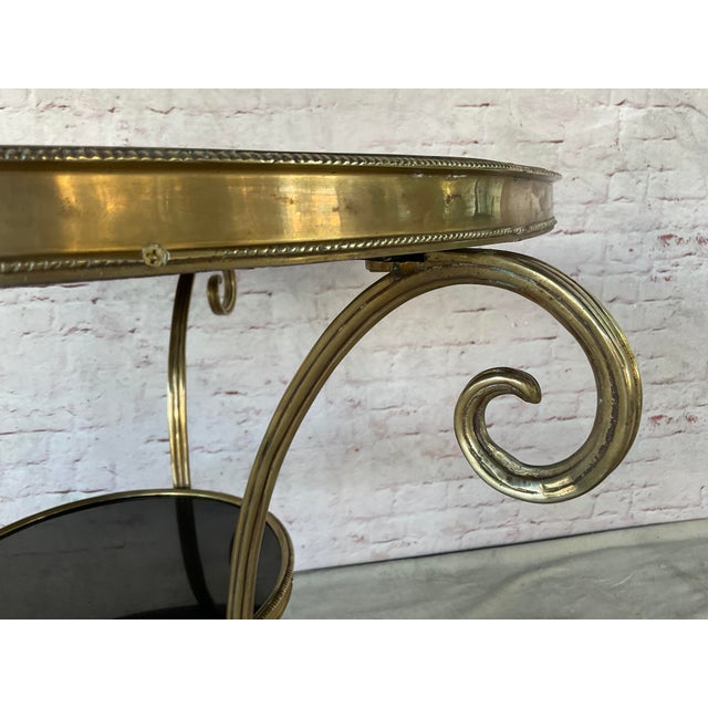 Brass Louis XVI Style Neoclassic Gilt Bronze Black Marble Top Gueridon For Sale - Image 8 of 14