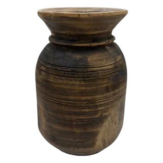 Vintage Indian Wooden Milk Pot For Sale