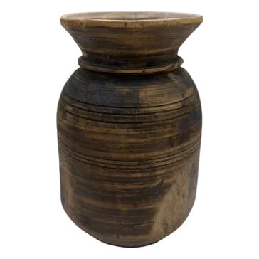 Vintage Indian Wooden Milk Pot For Sale