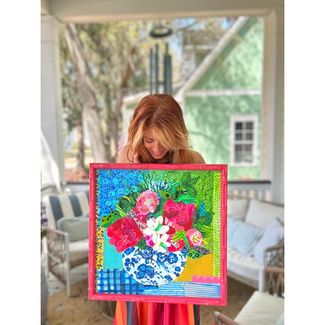 Carolyn Shultz | Original Abstract Floral Still Life |Ginger Jar | Chinoiserie| Charmed For Sale - Image 4 of 4