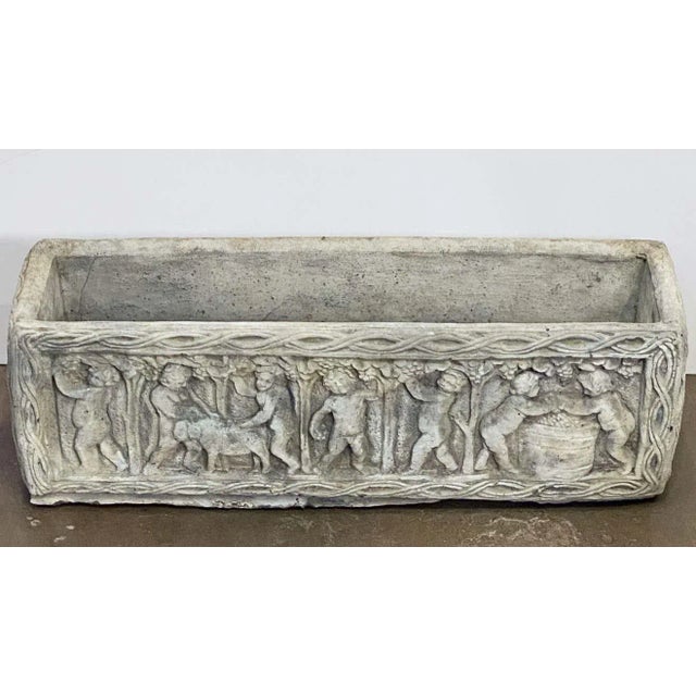 English Garden Stone Trough or Planter With Cherub Relief For Sale - Image 4 of 13