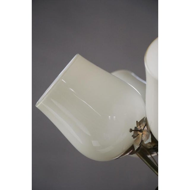 Chandelier in Brass & Glass by Paavo Tynell for Idman OY, Finland, 1940s For Sale - Image 9 of 14