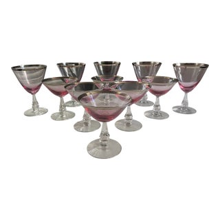 Vintage Tiffin Franciscan Pink Wisteria Stemware Glasses- 11 Pieces For Sale