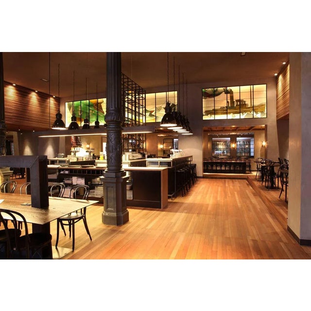 Mid-Century Industrial Black Enamel Factory Pendant Lamp For Sale - Image 6 of 9