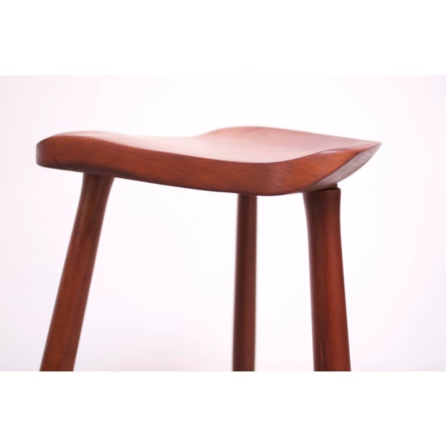 Wood Vintage Solid Walnut Studio Craft Bar Stools by David Scott - a Pair For Sale - Image 7 of 13