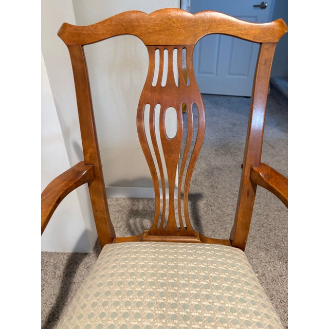 Vintage Pair of Georgian III Style Mahogany Armchairs With Upholstered Seats For Sale - Image 4 of 12