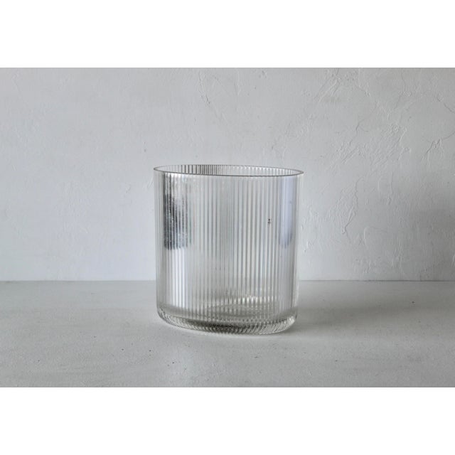Modern Sally Designs Style Oval Corrugated Lucite Acrylic Wastebasket For Sale - Image 3 of 13