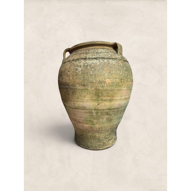 Ceramic Late 19th Century X Large (32" H) Pair of Antique Greek Terracotta Olive Jars With Weathered Patina For Sale - Image 7 of 14