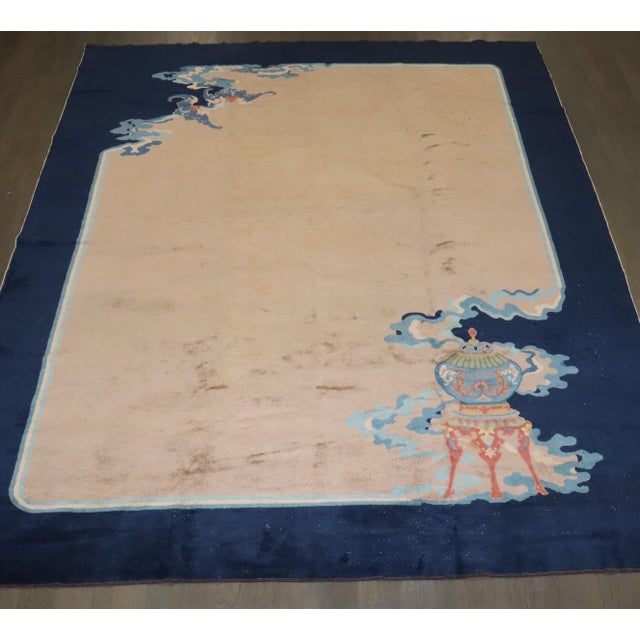 1930s Antique Zabihi Collection Chinese Art Deco Carpet - 8'5" x 10'2" For Sale - Image 5 of 8