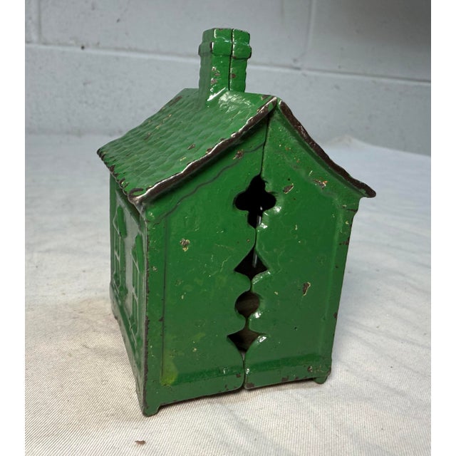 Share Antique 1927 Cast Iron Green House Still Coin Bank by Andy & Susan Moore For Sale - Image 9 of 9