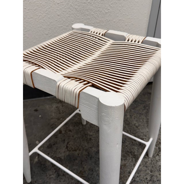 Animal Skin Ayush Kasliwal for Cb2 Leather-Wrapped Stool For Sale - Image 7 of 12