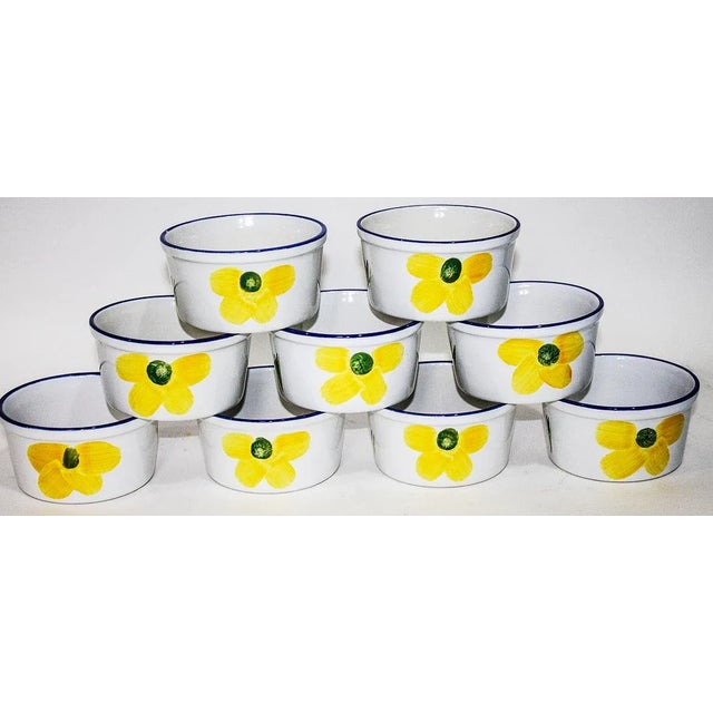 Modern 1980s Modern Maxam Ramekin Baking Dishes - Hand Painted in Portugal - Set of 9 For Sale - Image 3 of 6