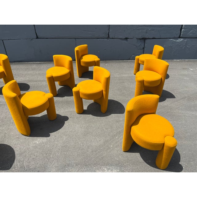 Set of Nine Modern Designer Chairs, Sunflower Yellow For Sale - Image 4 of 12