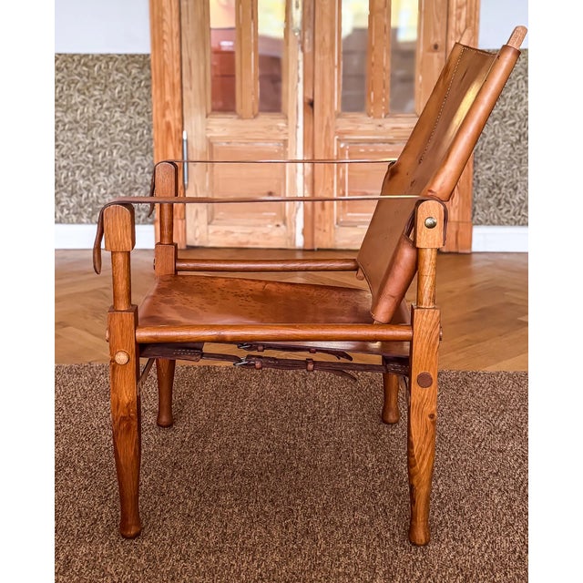 Wood Safari Lounge Chair in Oak and Cognac Leather by Wilhelm Kienzle for Kaare Klint, 1950s For Sale - Image 7 of 14