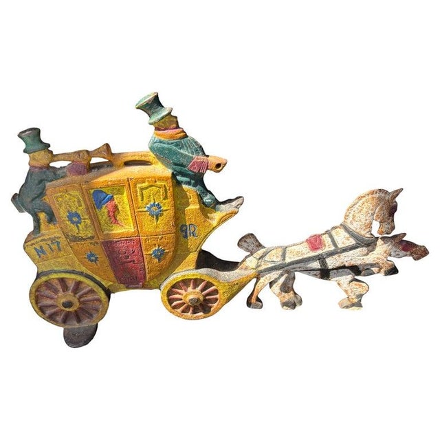 Folk Art 1930s Hubbly Horse and Carriage Door Stop For Sale - Image 3 of 7