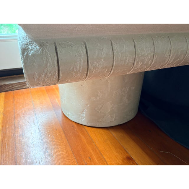 Sculpture Materials Late 20th Century Neoclassical Ionic Capital Plaster Coffee Table, Architectural Column Form, Square Top on Cylindrical Pedestal Base For Sale - Image 7 of 8