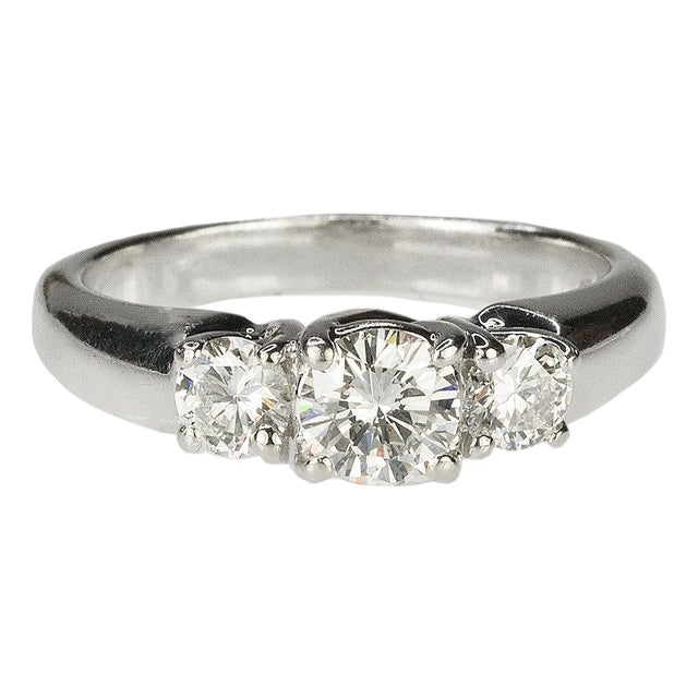 Late 20th Century Diamond Three Stone Ring, Size 7 For Sale