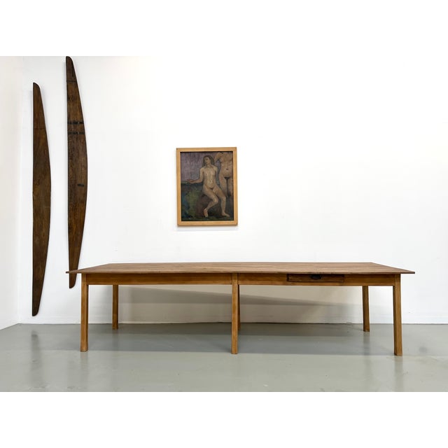 Wood Large Table with 6 Legs in Pine and Rubberwood, 1950s For Sale - Image 7 of 18