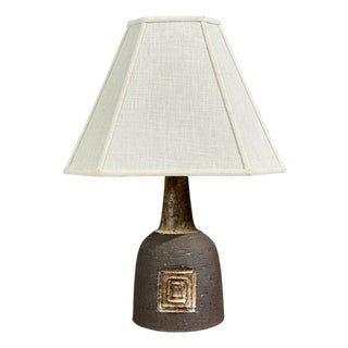 Fridtjof Sejersen, Table Lamp, Brown Ceramic, Denmark, 1960s For Sale