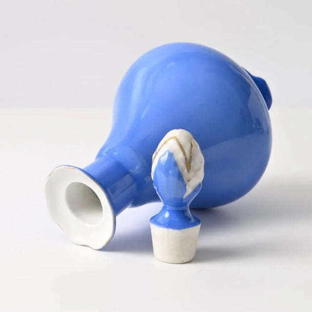 Antique Blue Porcelain Bottle from Carl Tielsch, 1890s For Sale - Image 4 of 7