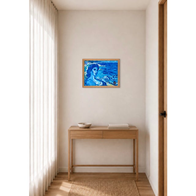 The Blue Hour Mosaic - Original Seascape in Oil - Chagall Inspired For Sale - Image 11 of 14