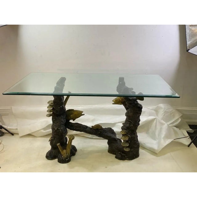 Three Dimensional Bronze Of An Underwater Coral Reef With Two Groupers,Brain Coral,Sea Anemones,Oysters,Starfish And Sea...