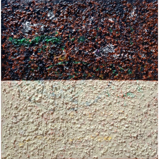 Wood High-End Framed Contemporary Neutral Palette Minimalist Square Textured Cream and Black Painting by Diane Grant - Unique Piece For Sale - Image 7 of 10