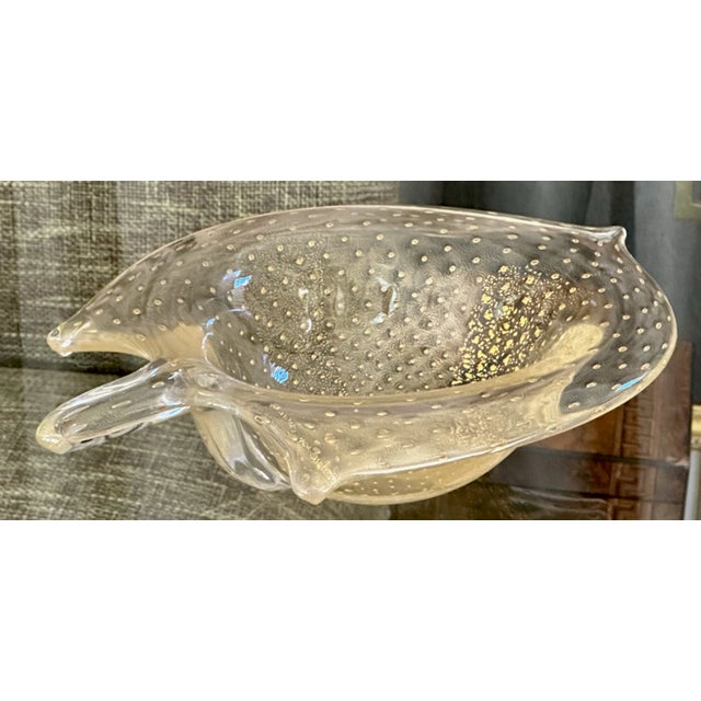 1970s Large Murano Gold Organic Shape Centerpiece Bowl For Sale - Image 5 of 14