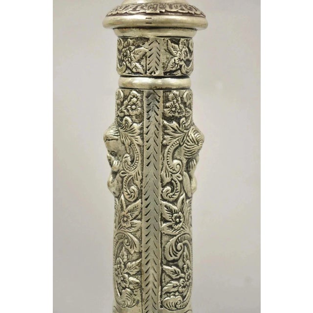 Mid 20th Century French Renaissance Silver Plated Tall Ornate Compote Centerpiece Dish Bowl Pair For Sale - Image 5 of 12