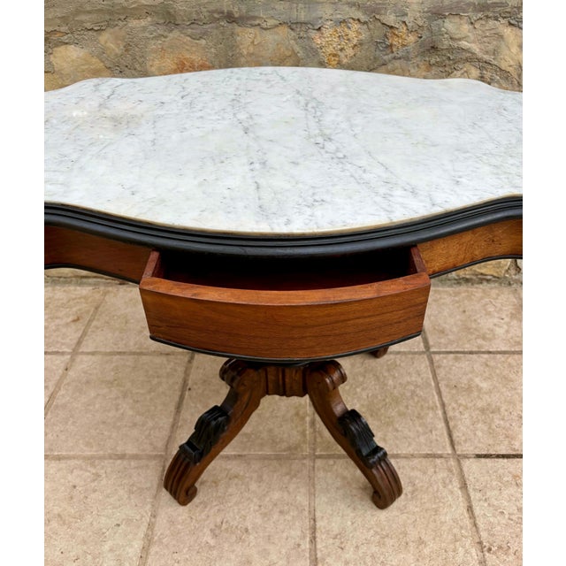 1930s Rococo Revival Center Table With Shaped Marble Top For Sale - Image 6 of 6