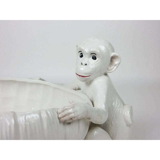 1980s San Marco of Italy White Ceramic Monkey Fruit Bowl For Sale - Image 5 of 7