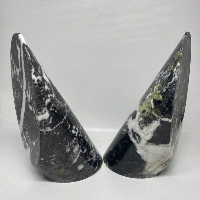 Vintage Slanted Green Marble Bookends For Sale - Image 4 of 13