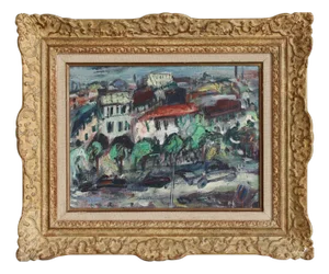 Guy Le Péqueux, View Over the City of Red Roofs, 1960s, Oil on Canvas