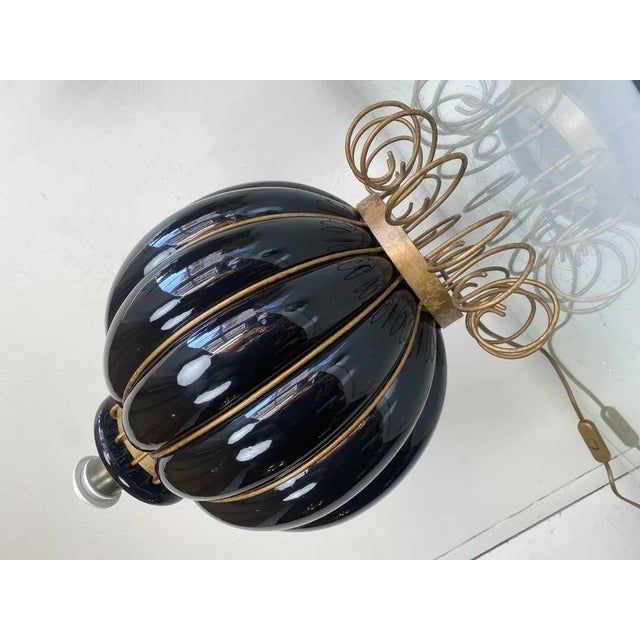 French Pumpkin Shape Ceramic Table Lamp by Robert Kostka, 1970s For Sale - Image 17 of 18