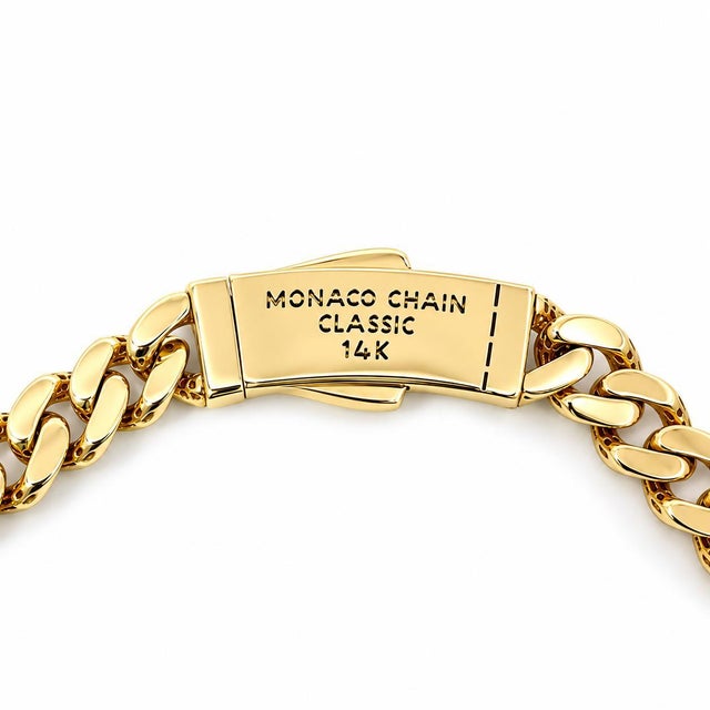 14k Yellow Gold Monaco Chain Necklace With Diamond Clasp For Sale - Image 4 of 7