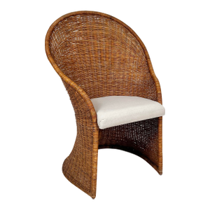 Vintage Fan Back Wicker Chair