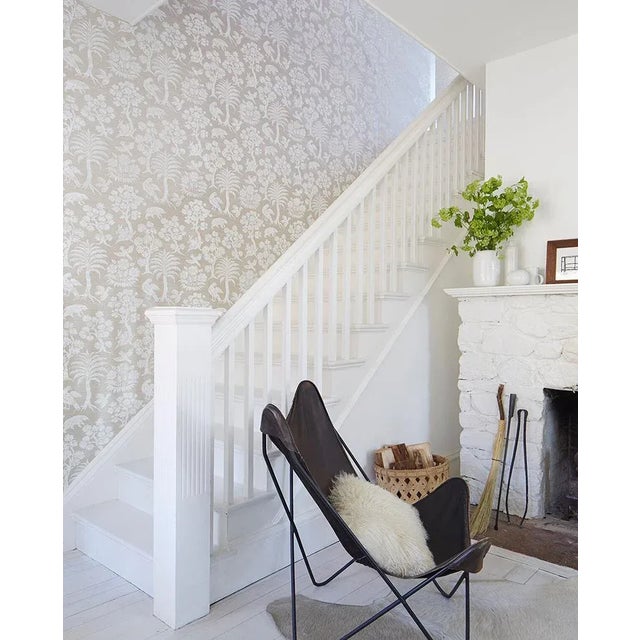 Schumacher Sample - Schumacher Woodland Silhouette Sisal Wallpaper in Fog For Sale - Image 4 of 4