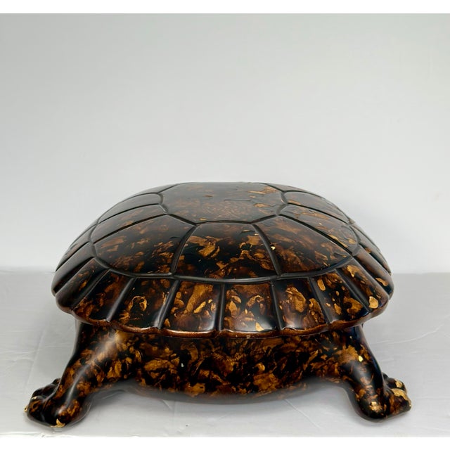 1990s Sculptural Wood & Tortoiseshell Lacquer Turtle Box For Sale - Image 10 of 10