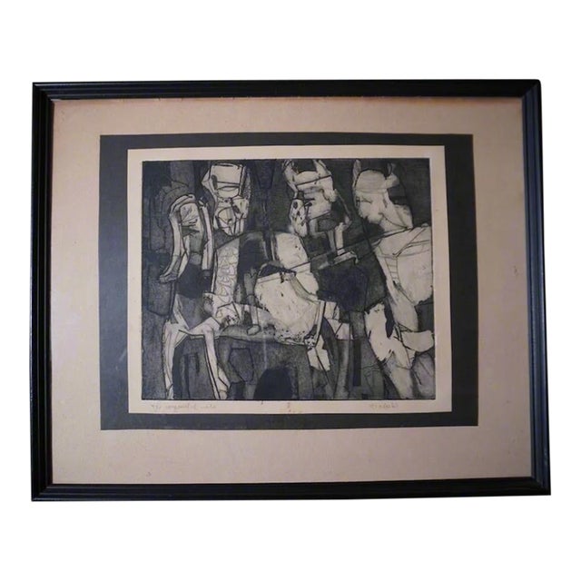 Mid 20th Century The Conquest of Crete, Mysterious Abstract Lithograph, Framed For Sale