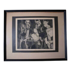 Mid 20th Century The Conquest of Crete, Mysterious Abstract Lithograph, Framed