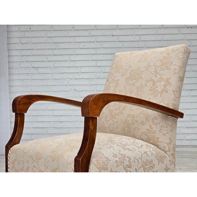 1960s Danish Beech Armchair with Wool Upholstery, 1960s For Sale - Image 5 of 18