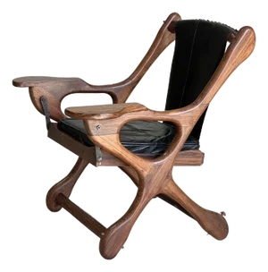 Vintage Leather and Rosewood Rocking Sling Chair by Don Shoemaker