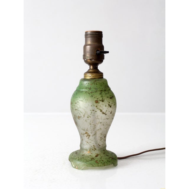 American Vintage 1930s Green Glass Table Lamp For Sale - Image 3 of 13