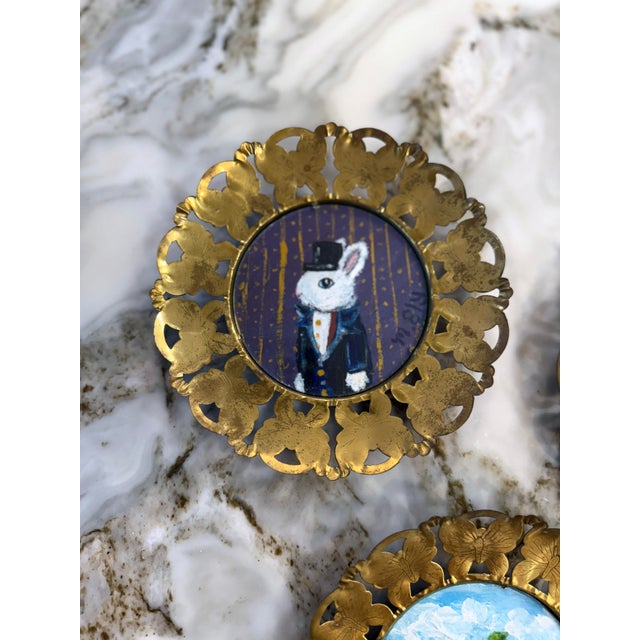 Art Nouveau Surrealist Art Antique Butterfly Coasters Redesigned For Sale - Image 3 of 4